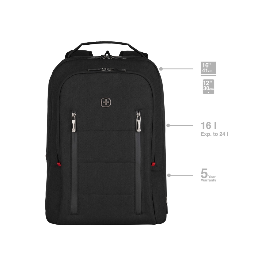 Wenger - Laptop ryggsäck 16 l 16" med ficka för surfplatta 12" Stad Traveler svart