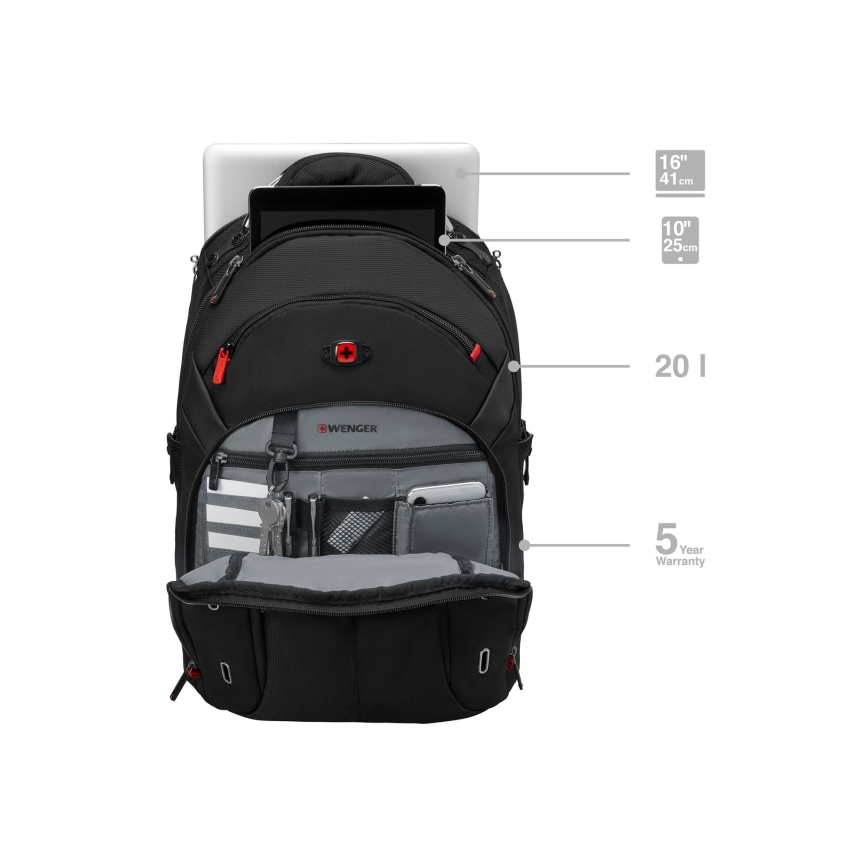 Wenger - Laptop ryggsäck 20 l 15" med ficka för surfplatta 10" Gigabyte svart