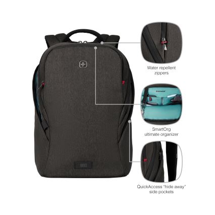 Wenger - Laptop ryggsäck 21 l 16" med ficka för surfplatta 10" MX Belysning svart