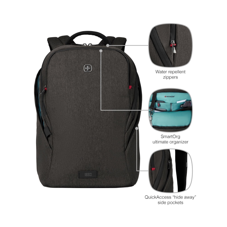 Wenger - Laptop ryggsäck 21 l 16" med ficka för surfplatta 10" MX Belysning svart