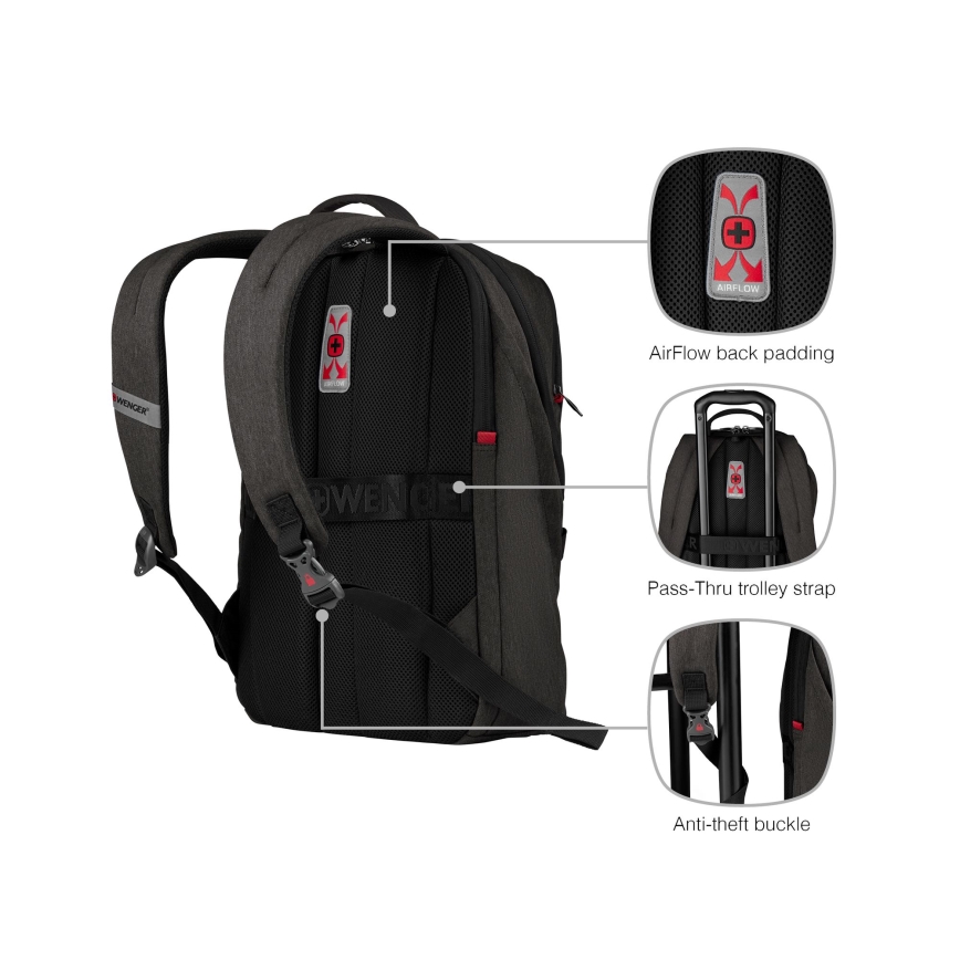 Wenger - Laptop ryggsäck 21 l 16" med ficka för surfplatta 10" MX Belysning svart