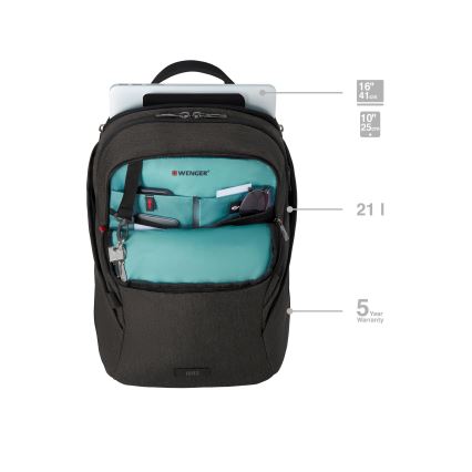 Wenger - Laptop ryggsäck 21 l 16" med ficka för surfplatta 10" MX Belysning svart