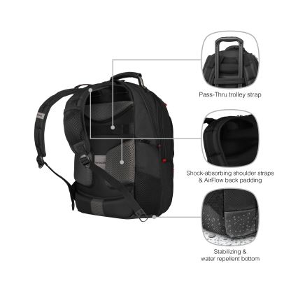 Wenger - Laptop ryggsäck 25 l 16" med ficka för surfplatta 10" Pegasus Deluxe svart