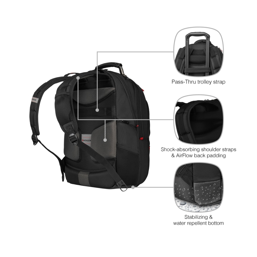 Wenger - Laptop ryggsäck 25 l 16" med ficka för surfplatta 10" Pegasus Deluxe svart