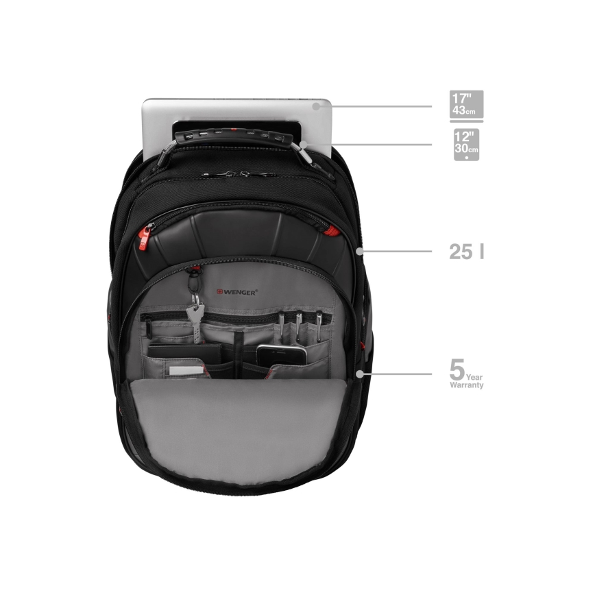Wenger - Laptop ryggsäck 25 l 17" med ficka för surfplatta 12" Pegasus svart/grå