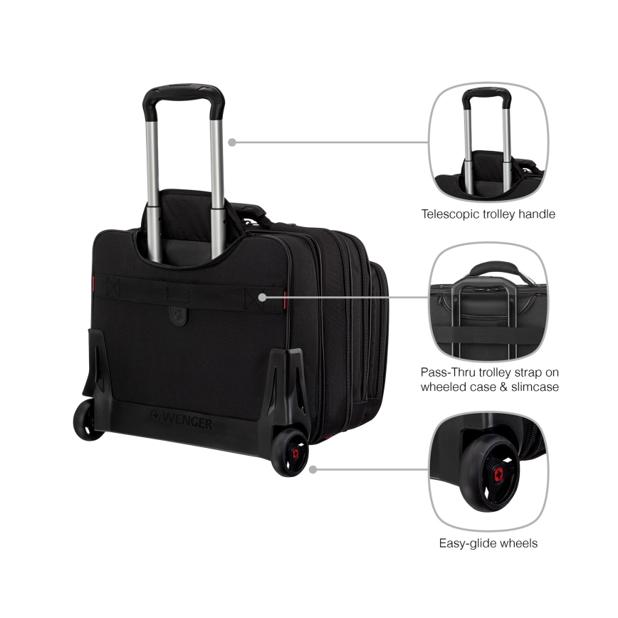 Wenger - Reseväska på hjul 25 l 17" + laptopväska 15,6" Patriot svart