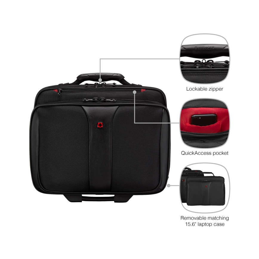 Wenger - Reseväska på hjul 25 l 17" + laptopväska 15,6" Patriot svart