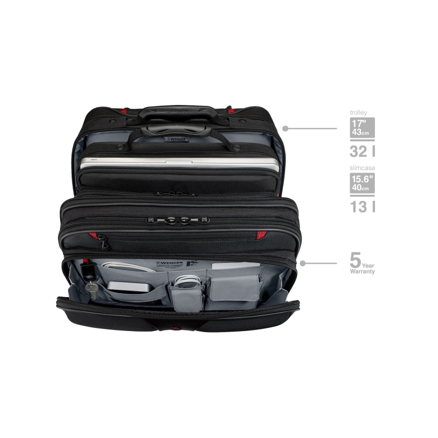 Wenger - Reseväska på hjul 25 l 17" + laptopväska 15,6" Patriot svart
