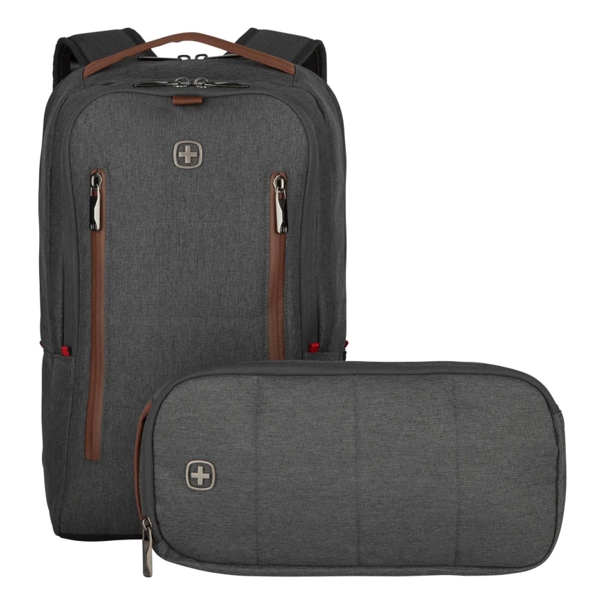 Wenger - Ryggsäck för bärbar dator 15 l 16 med ficka för surfplatta 12 + crossbodyväska City Upgrade 2-i-1 grå