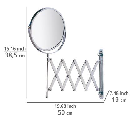 WENKO 15165100 - Sminkspegel EXCLUSIVE 19x38,5 cm polerad krom