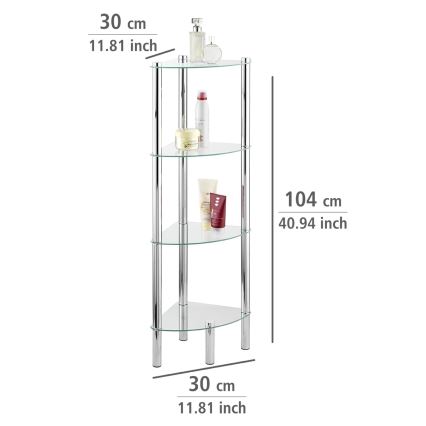WENKO 15852100 - Hylla YAGO 30x104 cm rostfritt stål/silver/genomskinlig