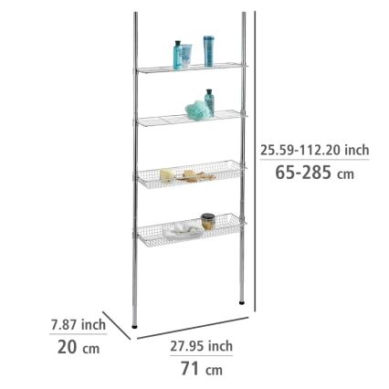 WENKO 18597100-Hylla 71x285 cm, blank krom