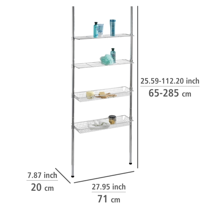 WENKO 18597100-Hylla 71x285 cm, blank krom
