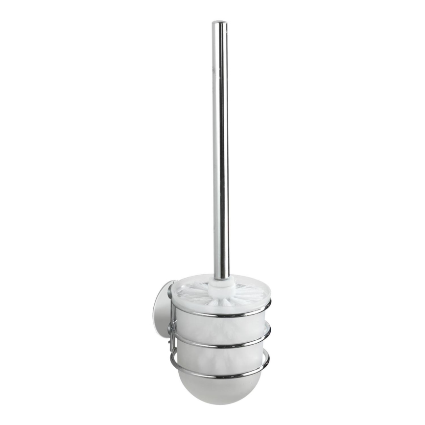 WENKO 18768100 - WC-set TURBO-LOC rund i stål, 10 x 37,5 cm, blank krom/vit