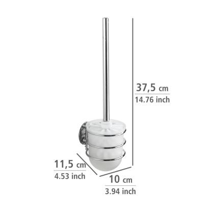 WENKO 18768100 - WC-set TURBO-LOC rund i stål, 10 x 37,5 cm, blank krom/vit