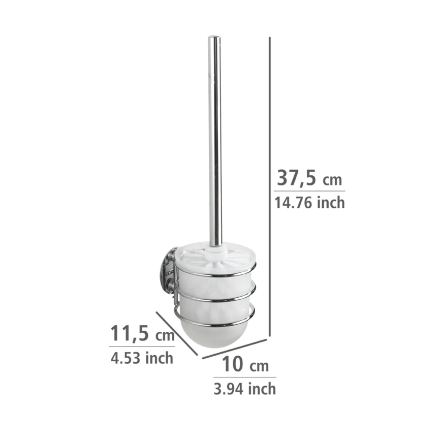 WENKO 18768100 - WC-set TURBO-LOC rund i stål, 10 x 37,5 cm, blank krom/vit