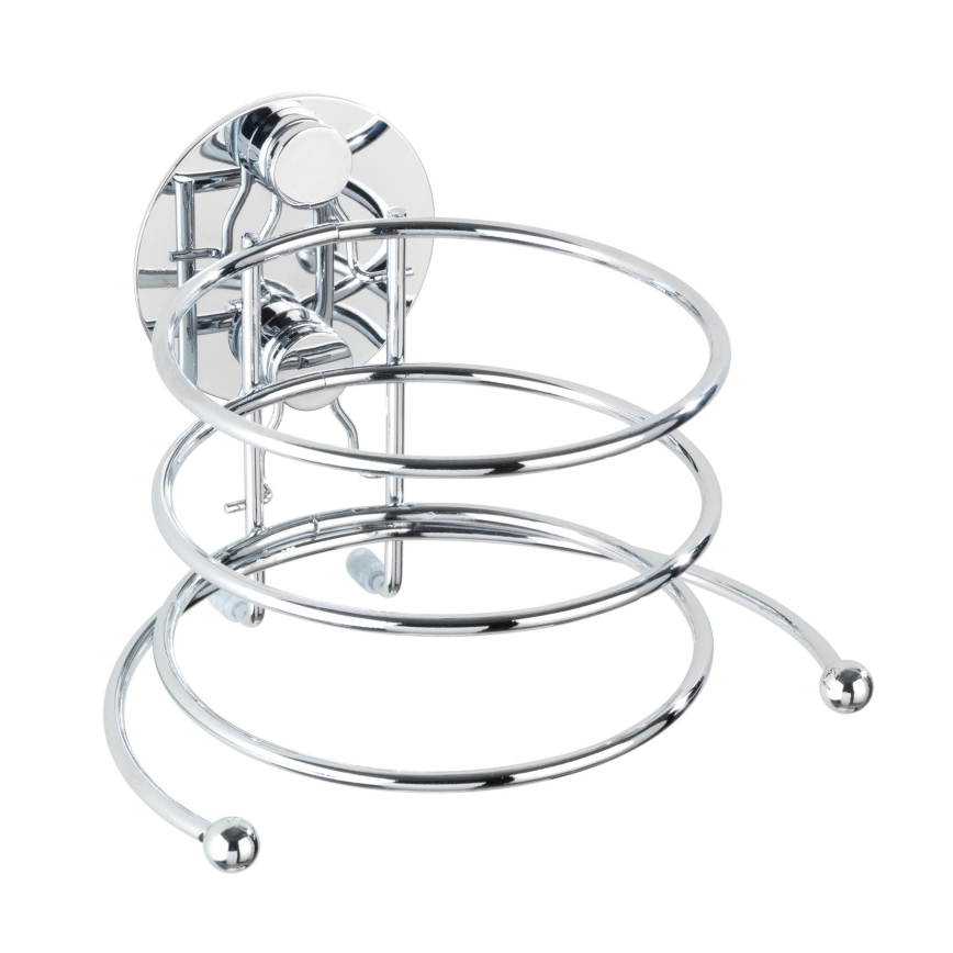 WENKO 18770100-Hårtorkshållare TURBO-LOC, rund i stål, 14x11,5 cm, blank krom
