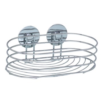 WENKO 18775100-Hylla TURBO-LOC RUND STÅL 23,5x13,5 cm blank krom