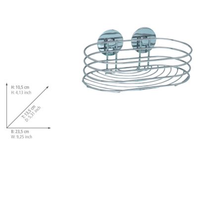 WENKO 18775100-Hylla TURBO-LOC RUND STÅL 23,5x13,5 cm blank krom