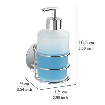 WENKO 18777100-Tvålpump TURBO-LOC rund stål 7,5x16,5 cm blank krom/vit