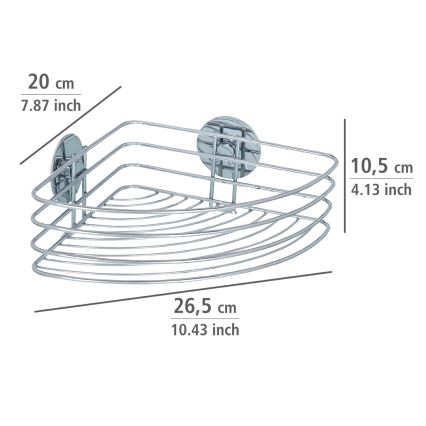WENKO 18913100-hylla TURBO-LOC rund stål 26,5x20 cm blank. krom