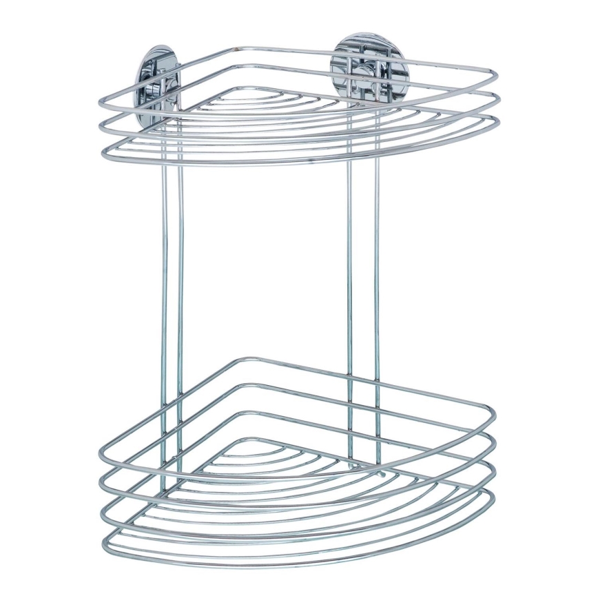 WENKO 18914100 - Hörnhylla TURBO-LOC RUND STÅL 26,5 x 33 cm polerad krom