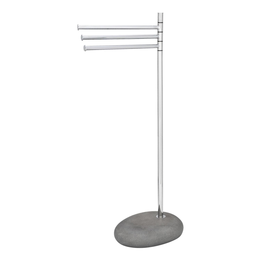 WENKO 19493100 - Handduksställ PEBBLE STONE 38x84 cm blank krom/grå