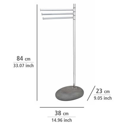 WENKO 19493100 - Handduksställ PEBBLE STONE 38x84 cm blank krom/grå