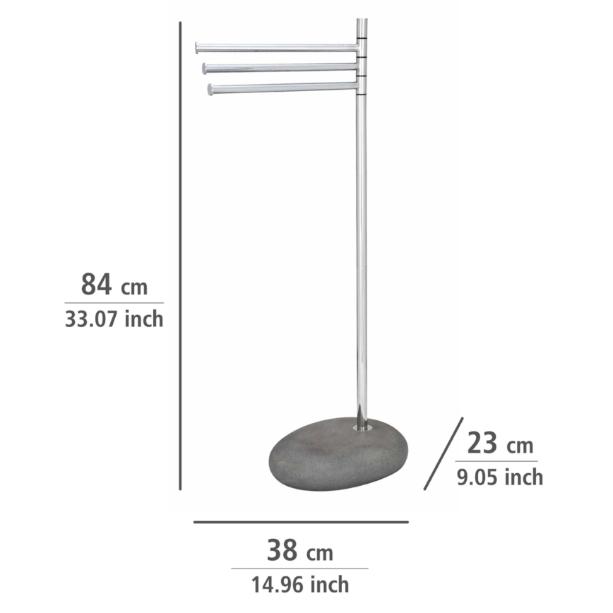 WENKO 19493100 - Handduksställ PEBBLE STONE 38x84 cm blank krom/grå
