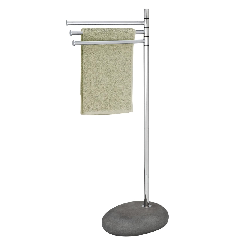 WENKO 19493100 - Handduksställ PEBBLE STONE 38x84 cm blank krom/grå