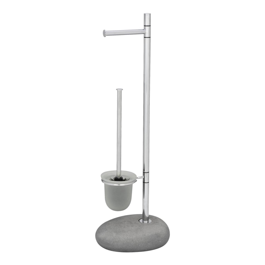 WENKO 19494100 - WC-borste PEBBLE STONE 23,5x70 cm blank krom/grå/satin