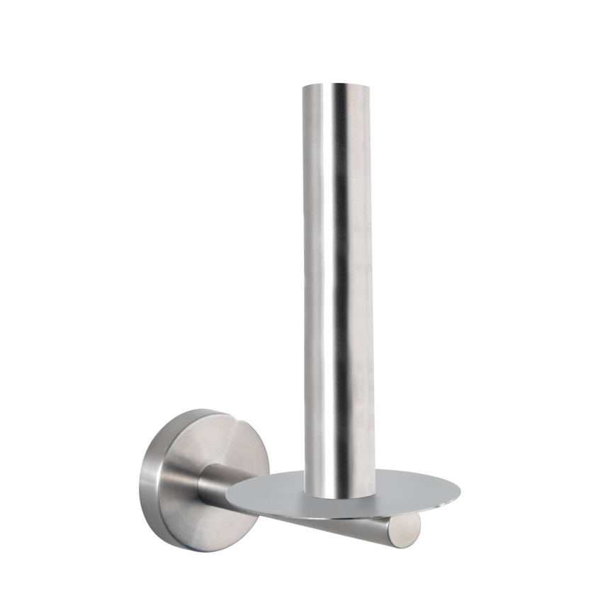 WENKO 19613100 - BOSIO MATT Toalettrullehållare 8x18 cm, rostfritt stål/silver