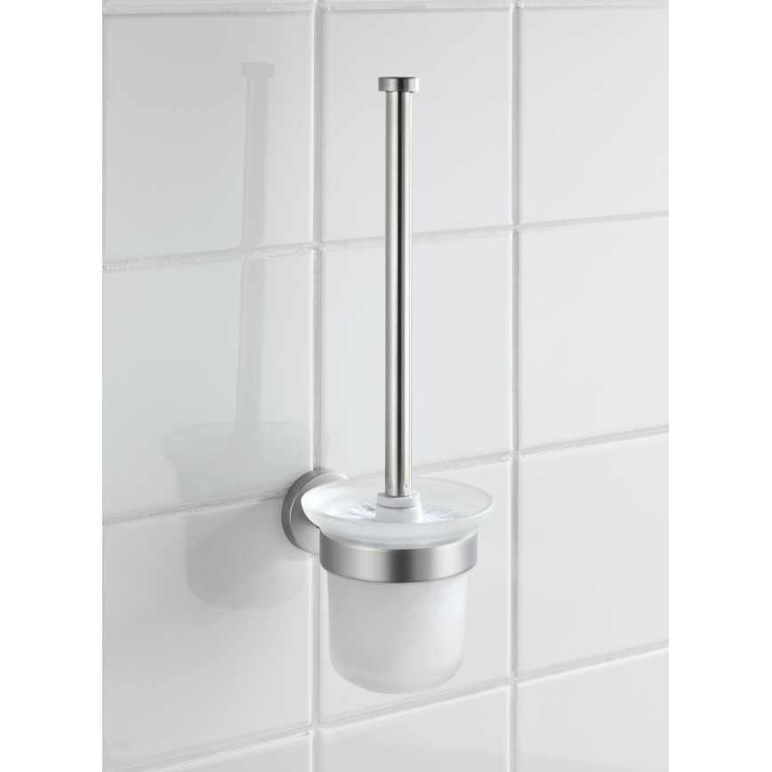 WENKO 19614100 - WC-borste BOSIO MATT 10x14 cm rostfritt stål/silver/satin