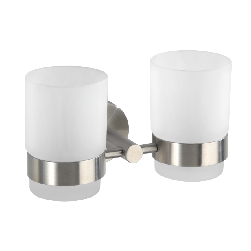 WENKO 19638100 - Tandborsthållare BOSIO MATT 17,5x9,5 cm rostfritt stål/silver