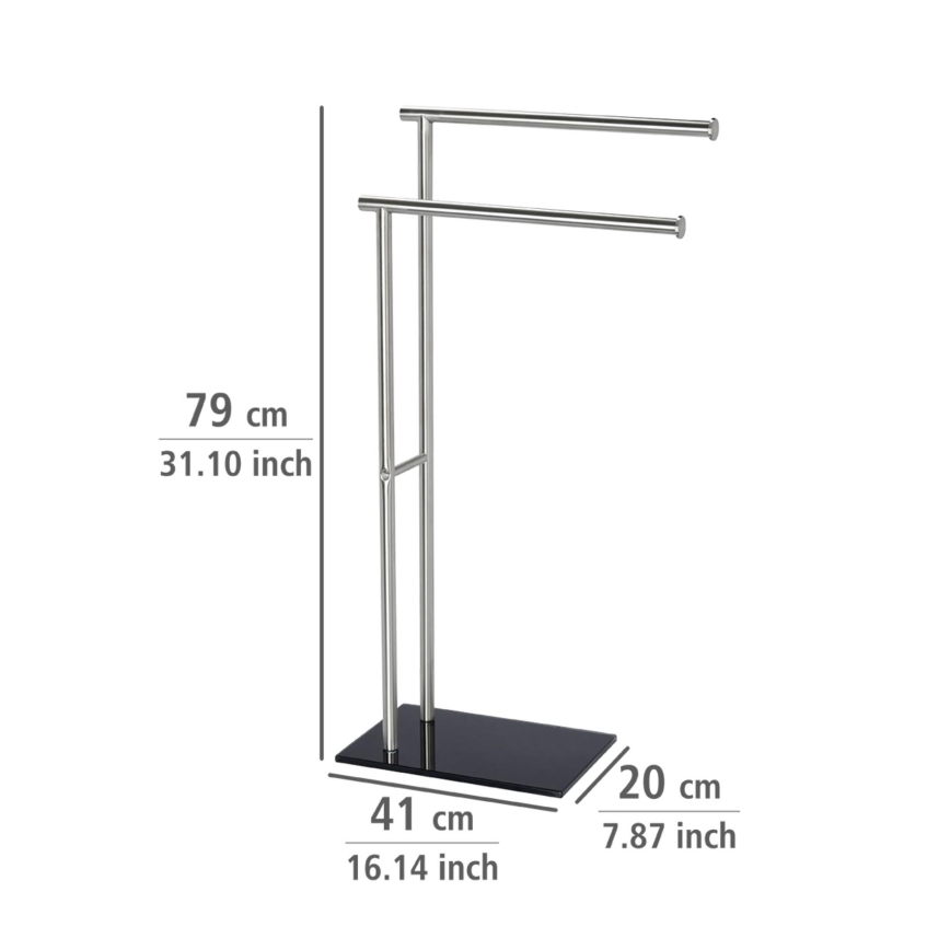 WENKO 20390100 - Handdukstativ LIMA 41x79 cm rostfritt stål/satin/svart