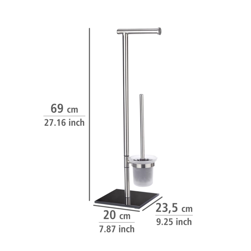 WENKO 20391100 - WC-borste LIMA 23,5x69 cm rostfritt stål/satin/svart