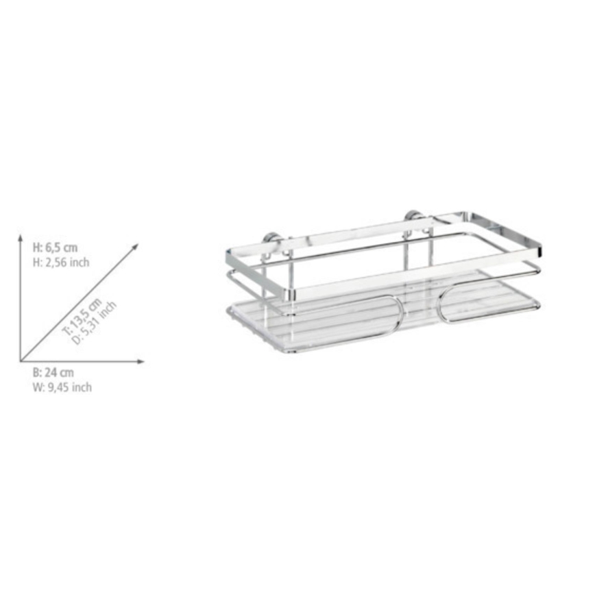 WENKO 20409100 - Premiumhylla i rostfritt stål 24 x 13,5 cm, silverfärgad