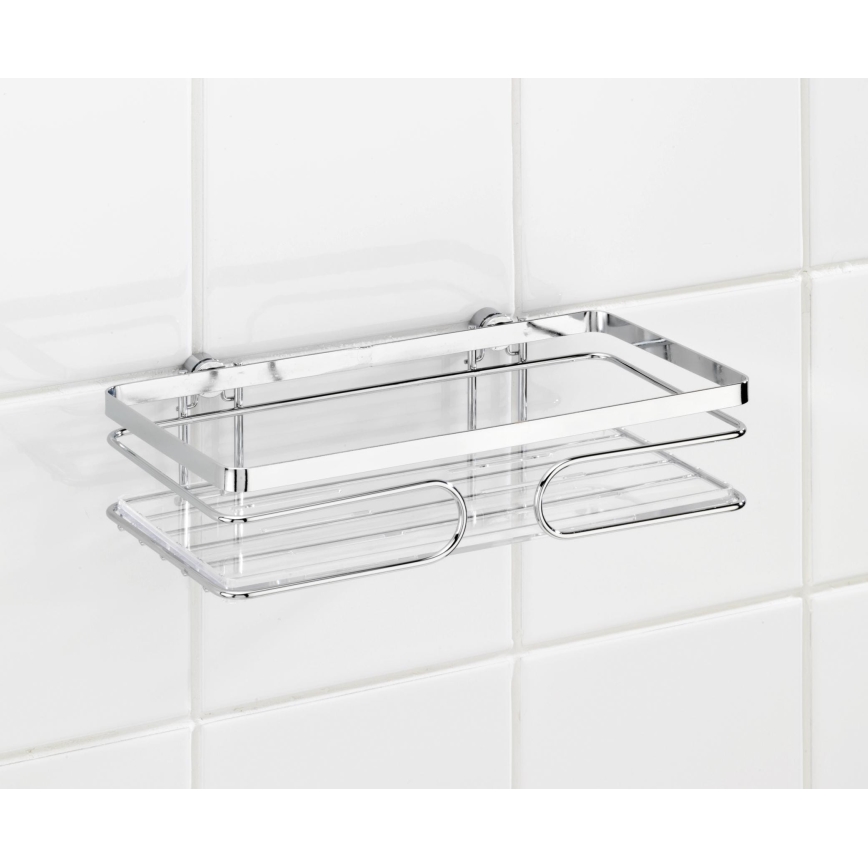 WENKO 20409100 - Premiumhylla i rostfritt stål 24 x 13,5 cm, silverfärgad