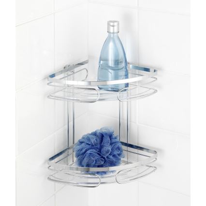 WENKO 20412100-Hörnhylla PREMIUM ROSTFRITT STÅL 26,5x27,5 cm rostfritt stål/silverfärgad