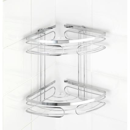 WENKO 20412100-Hörnhylla PREMIUM ROSTFRITT STÅL 26,5x27,5 cm rostfritt stål/silverfärgad