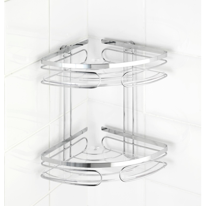 WENKO 20412100-Hörnhylla PREMIUM ROSTFRITT STÅL 26,5x27,5 cm rostfritt stål/silverfärgad