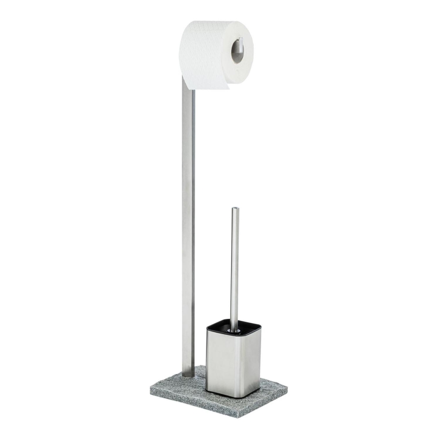 WENKO 20604100 - WC-borste GRANIT 23x73,5 cm rostfritt stål/satinfinish/grå