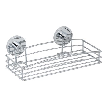 WENKO 20883100 - Hylla VACUUM-LOC, rund i stål, 26 x 15,3 cm, blank krom