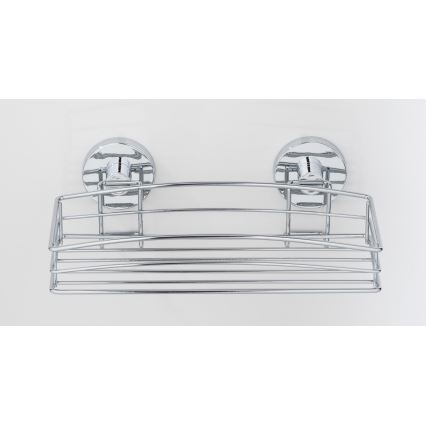 WENKO 20883100-Hylla VACUUM-LOC RUND STÅL 26x15,3 cm blank krom