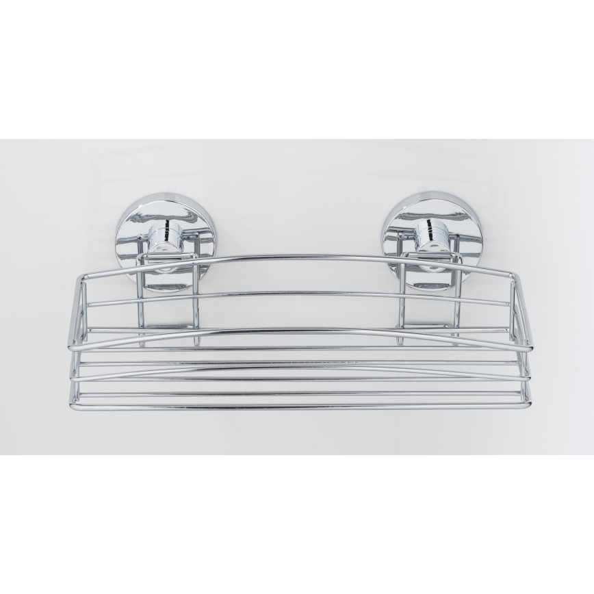 WENKO 20883100-Hylla VACUUM-LOC RUND STÅL 26x15,3 cm blank krom