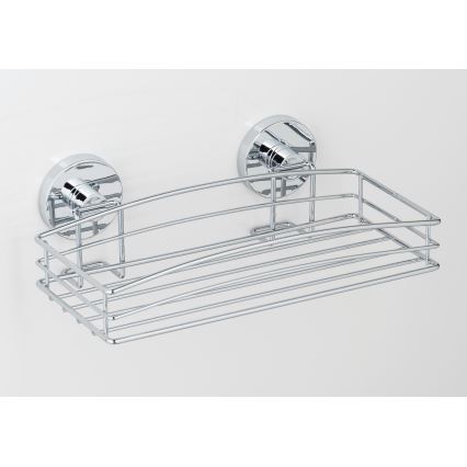 WENKO 20883100-Hylla VACUUM-LOC RUND STÅL 26x15,3 cm blank krom