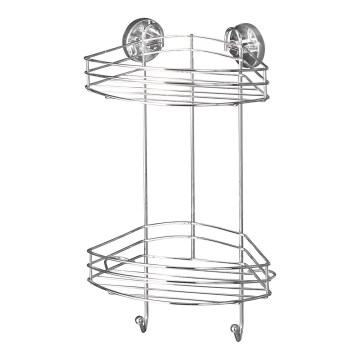 WENKO 20885100 - Hörnhylla VACUUM-LOC RUND STÅL 24,5x41 cm blank krom