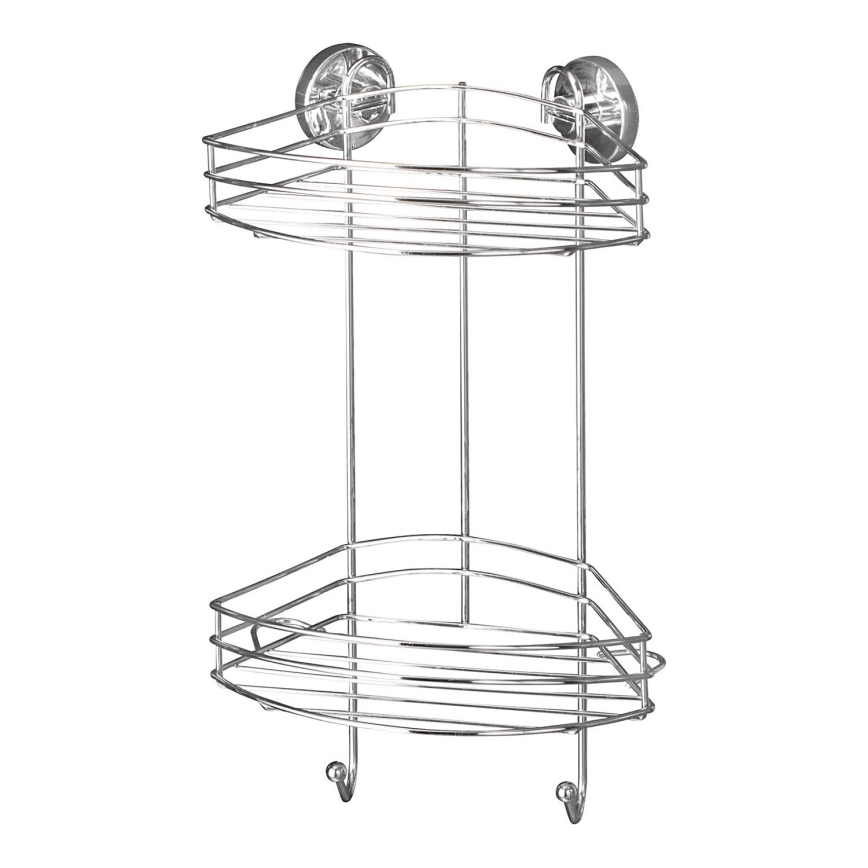 WENKO 20885100 - Hörnhylla VACUUM-LOC RUND STÅL 24,5x41 cm blank krom