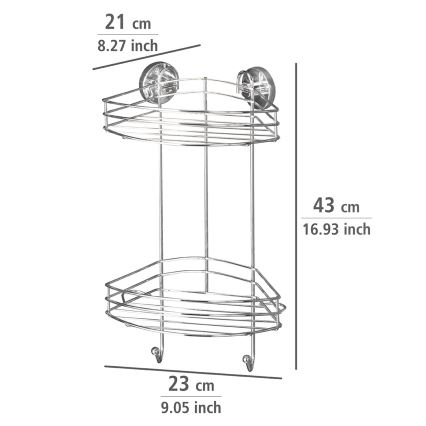 WENKO 20885100 - Hörnhylla VACUUM-LOC RUND STÅL 24,5x41 cm blank krom