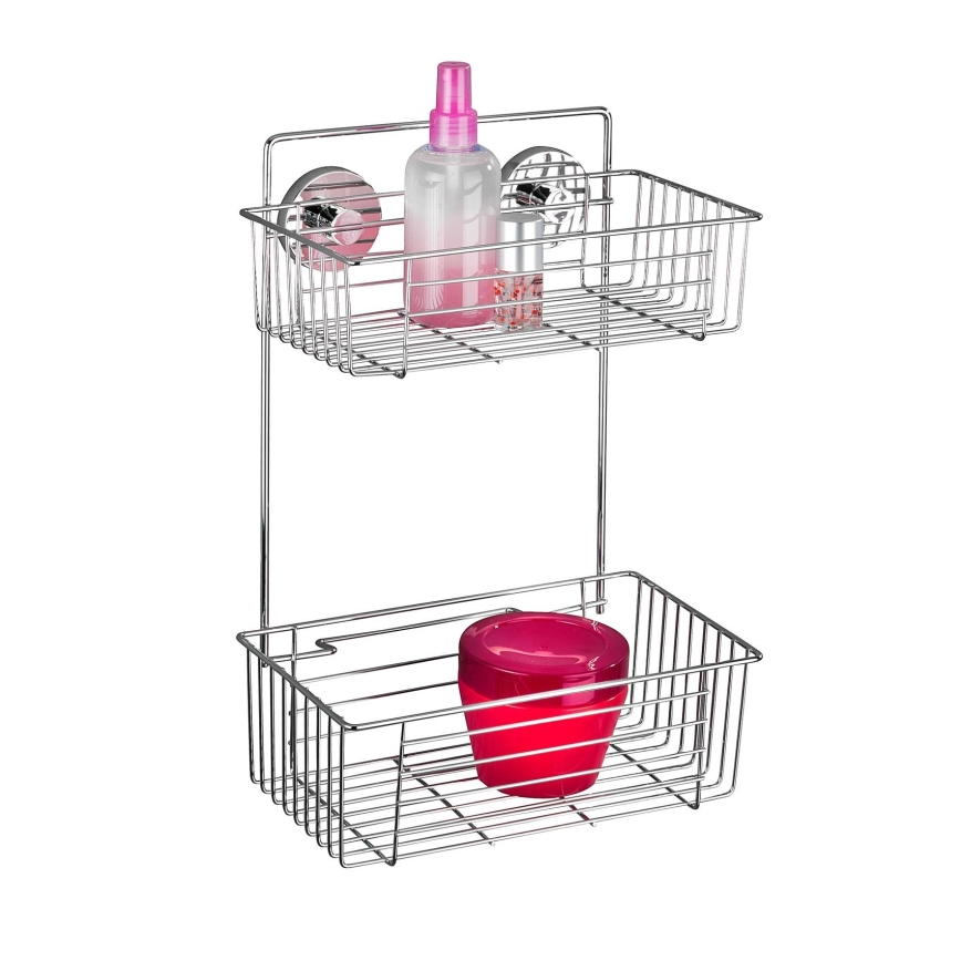 WENKO 20889100 - Hylla VACUUM-LOC rund i stål, 26x38 cm, blank krom
